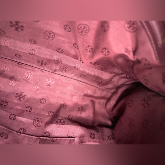 TORY BURCH Ella Tote Burgundy Quilted Handbag - Picture 11 of 16